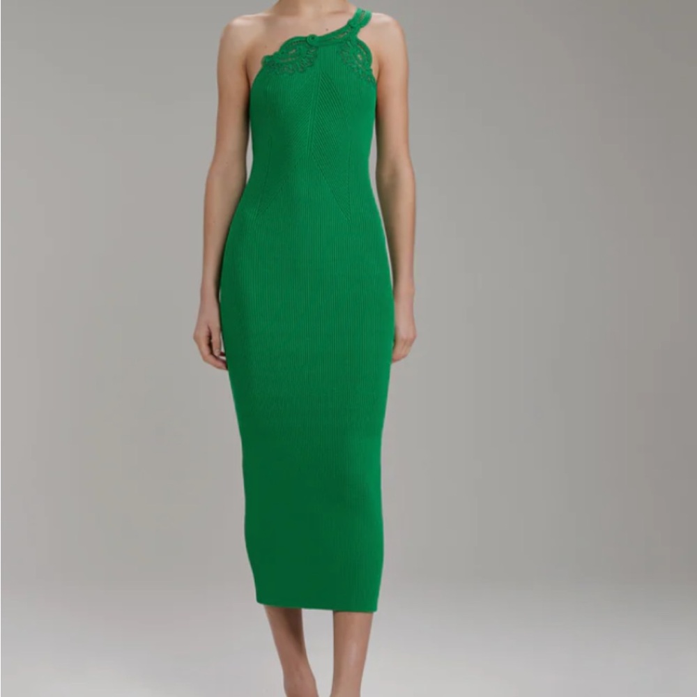 Self-Portrait Vibrant Green One-Shoulder Dress NWT
